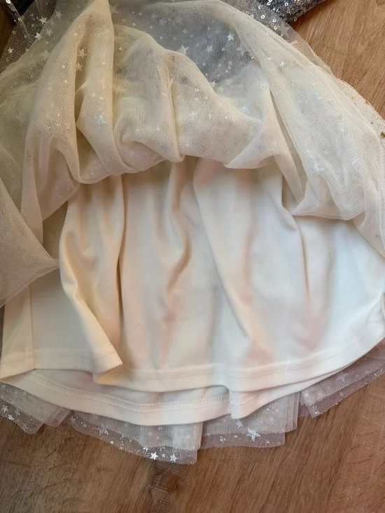 2 - Children's Place Silver Sequin & Gold Star Tulle Skirt Set size small 5-6 - Picture 6 of 7